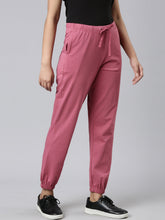 Load image into Gallery viewer, Go Colors Light Wine Cotton Stretch Casual Joggers
