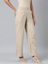 Load image into Gallery viewer, Go Colors Beige Cotton Stripes Cargo Pant
