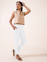 Load image into Gallery viewer, Go Colors White Cotton Stretch Kurti Pants
