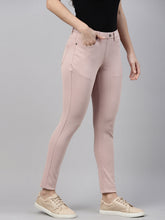Load image into Gallery viewer, Go Colors Medium Pink Cotton Poly Stretch Stripes Printed Jeggings
