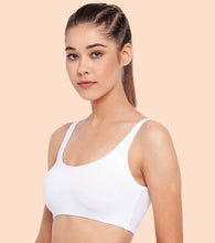 Load image into Gallery viewer, Enamor Low Impact Women's Cotton Everyday Sports Bra - All Day Comfort, Non Padded, Wirefree, High Coverage - SB06 (White)
