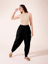 Load image into Gallery viewer, Go Colors Black Woven Viscose Harem Dhoti Pant
