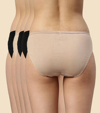 Load image into Gallery viewer, Enamor CH03 Chic Cotton, All Day Comfort, Mid Waist Hipster Panty for Women - Naturally Breathable, Antimicrobial with Stain release, Inner Elastic, Full Coverage -  Pack of 5 (Jet Black / Nude)
