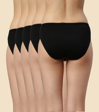 Load image into Gallery viewer, Enamor CH03 Chic Cotton, All Day Comfort, Mid Waist Hipster Panty for Women - Naturally Breathable, Antimicrobial with Stain release, Inner Elastic, Full Coverage -  Pack of 5 (Jet Black)
