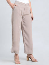 Load image into Gallery viewer, Go Colors Light Chocolate Crepe Wide Trouser

