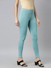 Load image into Gallery viewer, Go Colors Light Mint Cotton Stretch Ankle Length Leggings
