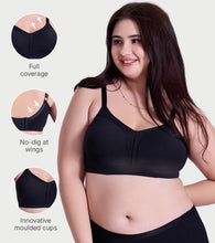 Load image into Gallery viewer, Enamor Jiggle Control Full Support Everyday Bra - Non Padded, Non-Wired, Full Coverage - A197 (Black)
