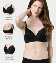 Load image into Gallery viewer, Enamor Innovations Transform Gel-Cup, Air-Brush  Enhancer, Double Push-Up Women's Bra - Powder finish, Padded, Wired, Medium Coverage - F114 (Black)
