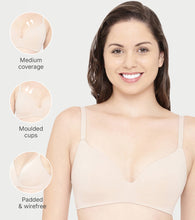 Load image into Gallery viewer, Enamor Innovations Invisibra, Ultra smooth, Flexi Wire Lift, Bonded, Women's T-Shirt Bra - Seamless, No-Pinch, Padded, Wirefree, Medium Coverage - F084 (Nude)
