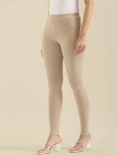 Load image into Gallery viewer, Go Colors Dark Beige Cotton Stretch Ankle Length Leggings
