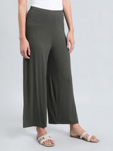 Load image into Gallery viewer, Go Colors Olive Viscose Knit Palazzo
