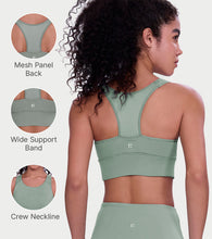 Load image into Gallery viewer, Enamor Wide Straps Seamed T-back Basic Workout Sports Bra - Quick Dry, Antimicrobial, Removable Padding, Non-Wired, Full Coverage - A202 (Sage Green)
