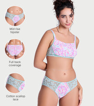 Load image into Gallery viewer, Enamor P151 The Lace Hug Mid-Waist Hipster Panty - Jade Wings Print
