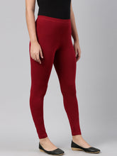 Load image into Gallery viewer, Go Colors Bright Red Cotton Stretch Ankle Length Leggings
