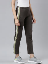 Load image into Gallery viewer, Go Colors Silver Grey Cotton Stretch Side Stripes Track Pant
