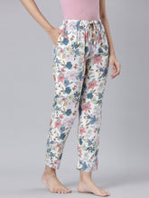 Load image into Gallery viewer, Go Colors White Woven Viscose Printed Lounge Pants
