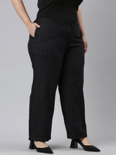Load image into Gallery viewer, Go Colors Black Cotton Stripes Cargo Pant

