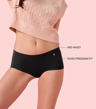 Load image into Gallery viewer, Enamor PS40 Innovations Invisi, All Day Comfort, Mid Waist Boyshorts Panty for Women - No Visible Panty Lines, Breathable, Sweat wicking, Free Cut, Full Coverage -  Pack of 1 (Jet Black)
