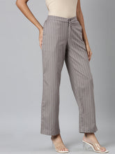 Load image into Gallery viewer, Go Colors Grey Cotton Stripes Cargo Pant
