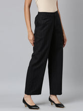 Load image into Gallery viewer, Go Colors Black Cotton Stripes Cargo Pant
