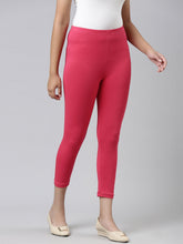 Load image into Gallery viewer, Go Colors Coral Cotton Stretch  Cropped Leggings
