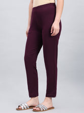 Load image into Gallery viewer, Go Colors Dark Purple Cotton Stretch Kurti pants
