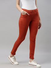 Load image into Gallery viewer, Go Colors Rust Cotton Polyester Super Stretch Jeggings
