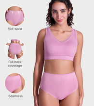 Load image into Gallery viewer, Enamor Women Nylon Flexi Free Mid-Waist Tummy Tucker with Slip-Proof Comfort Hipster Briefs - P037 (Orchid Smoke)
