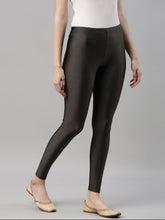 Load image into Gallery viewer, Go Colors Silver Grey Nylon Stretch Shimmer Leggings
