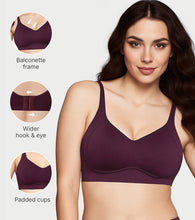 Load image into Gallery viewer, Enamor Innovations Bamboo Bliss, Everyday, Full Support, Women's T-Shirt Bra - Super Soft, Naturally Absorbent &amp; Antimicrobial, Padded, Wirefree, High Coverage- A077 (Grape Wine)
