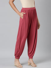 Load image into Gallery viewer, Go Colors Rusty Pink Viscose Stretch Harems
