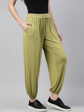 Load image into Gallery viewer, Go Colors Pista Green Viscose Stretch Harems
