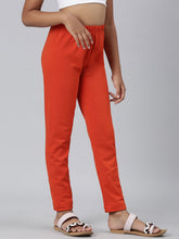 Load image into Gallery viewer, Go Colors Orange Cotton Stretch  Ankle Length Leggings
