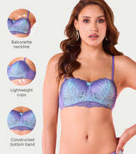 Load image into Gallery viewer, Enamor F192 Padded Wire-Free High Coverage Scallop Wave Balconette - Blue Wave
