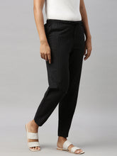 Load image into Gallery viewer, Go Colors Black Cotton Stripe Pencil Pants
