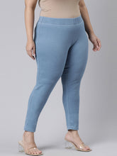 Load image into Gallery viewer, Go Colors Light Blue Cotton Poly Stretch Denim Leggings
