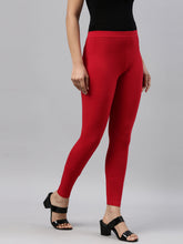 Load image into Gallery viewer, Go Colors Dark Red Cotton Stretch Ankle Length Leggings
