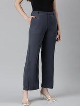 Load image into Gallery viewer, Go Colors Dark Jean Crepe Wide Trouser
