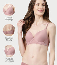 Load image into Gallery viewer, Enamor Innovations Transform Gel-Cup, Air-Brush  Enhancer, Double Push-Up Women's Bra - Powder finish, Padded, Wired, Medium Coverage - F114 (Nostalgia Rose)
