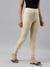 Load image into Gallery viewer, Go Colors Dark Cream Cotton Stretch Churidar

