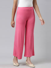 Load image into Gallery viewer, Go Colors Young Pink Viscose Stretch Knit Palazzo
