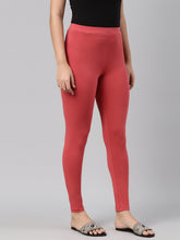 Load image into Gallery viewer, Go Colors Young Red Cotton Stretch Ankle Length Leggings

