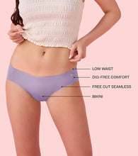 Load image into Gallery viewer, Enamor PB40 Innovations Invisi, All Day Comfort, Low Waist Bikini Panty for Women - No Visible Panty Lines, Sweat wicking, Free Cut, Regular Coverage -  Pack of 1 (Fair Orchid)

