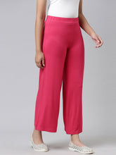 Load image into Gallery viewer, Go Colors Coral Viscose Stretch Knit Palazzo
