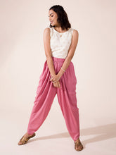 Load image into Gallery viewer, Go Colors Dusty Pink Woven Viscose Harem Dhoti Pant
