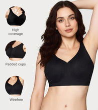 Load image into Gallery viewer, Enamor Innovations Invisi Encircle lift, Ultra smooth, Bonded, Slip-on, Women's T-Shirt Bra - Seamless, No-Pinch, No-Dig, Padded, Wirefree, High Coverage- IO01 (Black)
