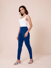 Load image into Gallery viewer, Go Colors Light Ink Blue Cotton Stretch Churidar
