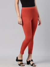 Load image into Gallery viewer, Go Colors Rust Cotton Stretch Cropped Leggings

