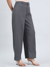 Load image into Gallery viewer, Go Colors Silver Grey Chocolate Crepe Wide Trouser
