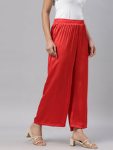 Load image into Gallery viewer, Go Colors Bright Red Polyester Shiny Palazzo
